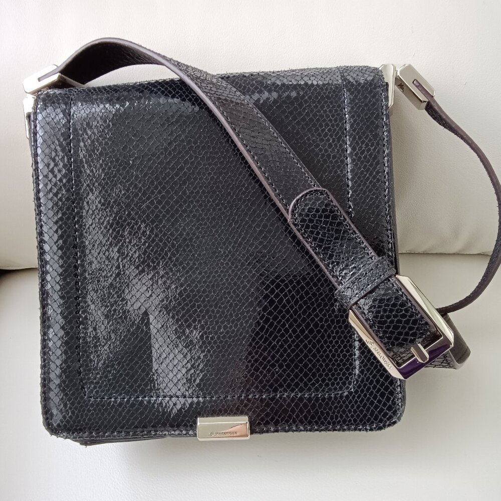 B. Makowsky Crossbody Bag Black Leather - Picture 6 of 6